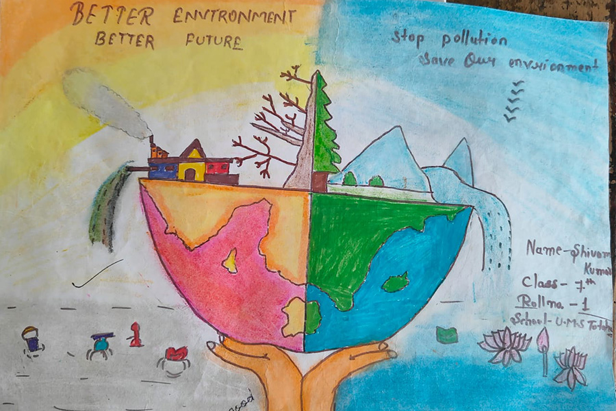 Climate change poster made by one Jaya's students.